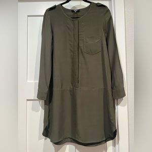 Madewell hunter green long sleeve shirt dress